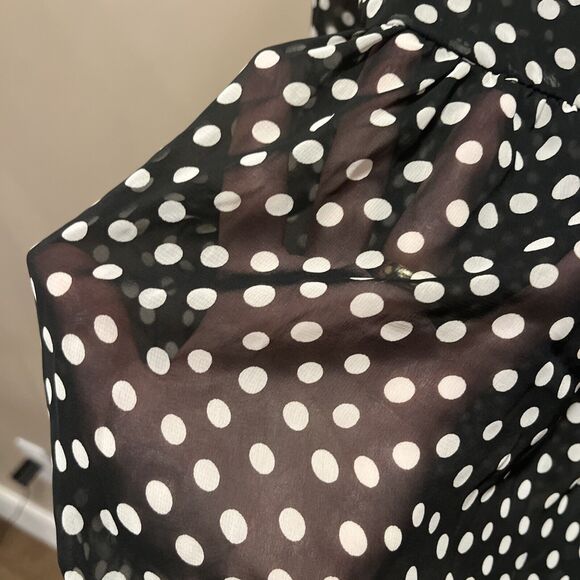 Everly Women's Sheer Polka Dot Tunic Black White L Preppy Coquette Flowy Whimsy - Picture 2 of 12